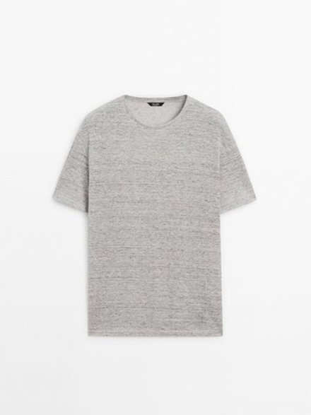 Massimo Dutti Футболка изо льна и хлопка, серый