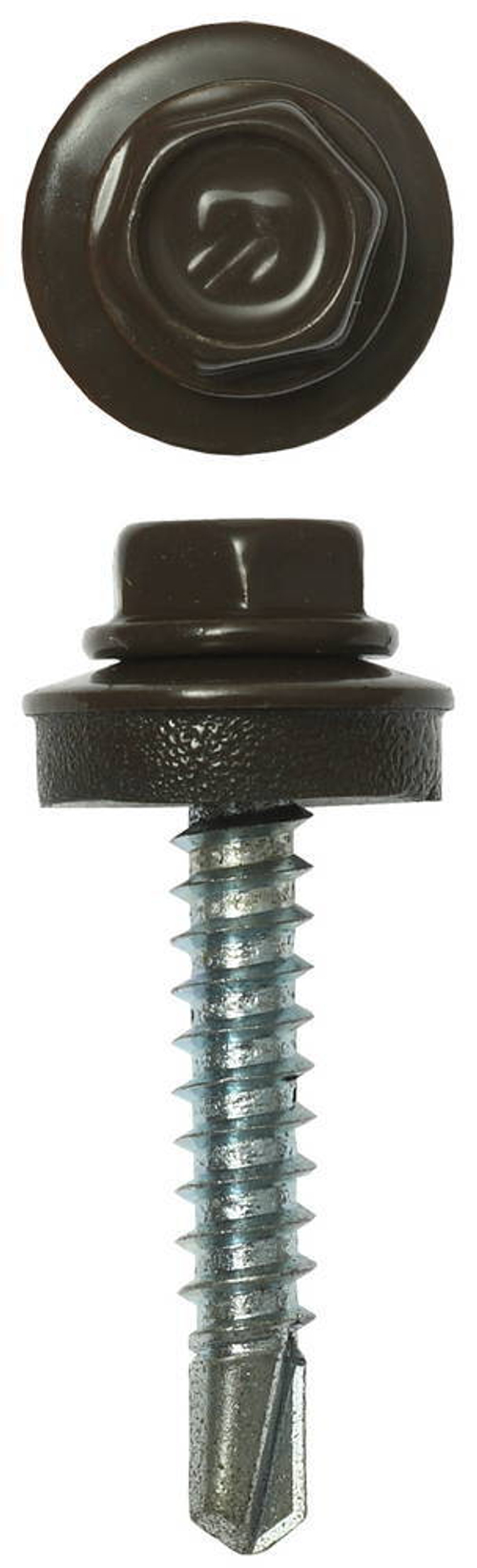 Саморезы СКД кровельные, RAL 8028 земельно-коричневый, 29 х 4.8 мм, 2 500 шт, для деревянной обрешетки, ЗУБР