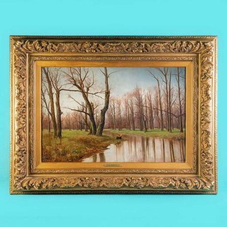 Винтаж: Картина пейзаж «Осенний лес»