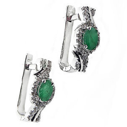 Серьги "Баллинур" изумруд, циркон