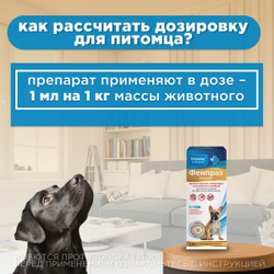 Суспензия от гельминтов и лямблий для собак мелких пород Фенпраз ,5мл. Пирантел/Празиквантел/Фенбендазол