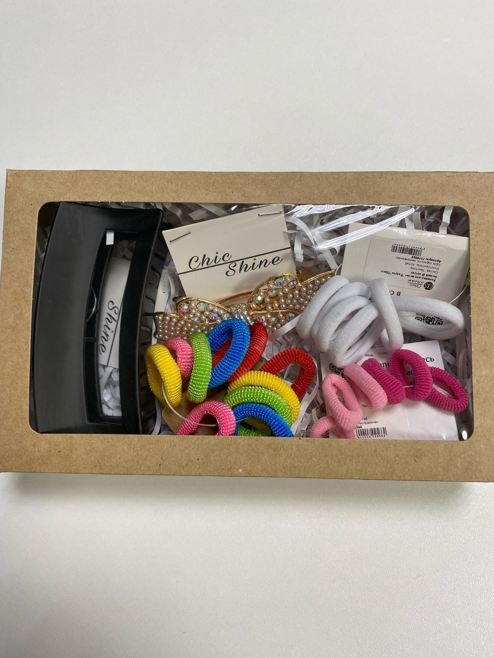 Set № 8, Микс набор: Краб большой, заколка "бант", резинки для волос, микс