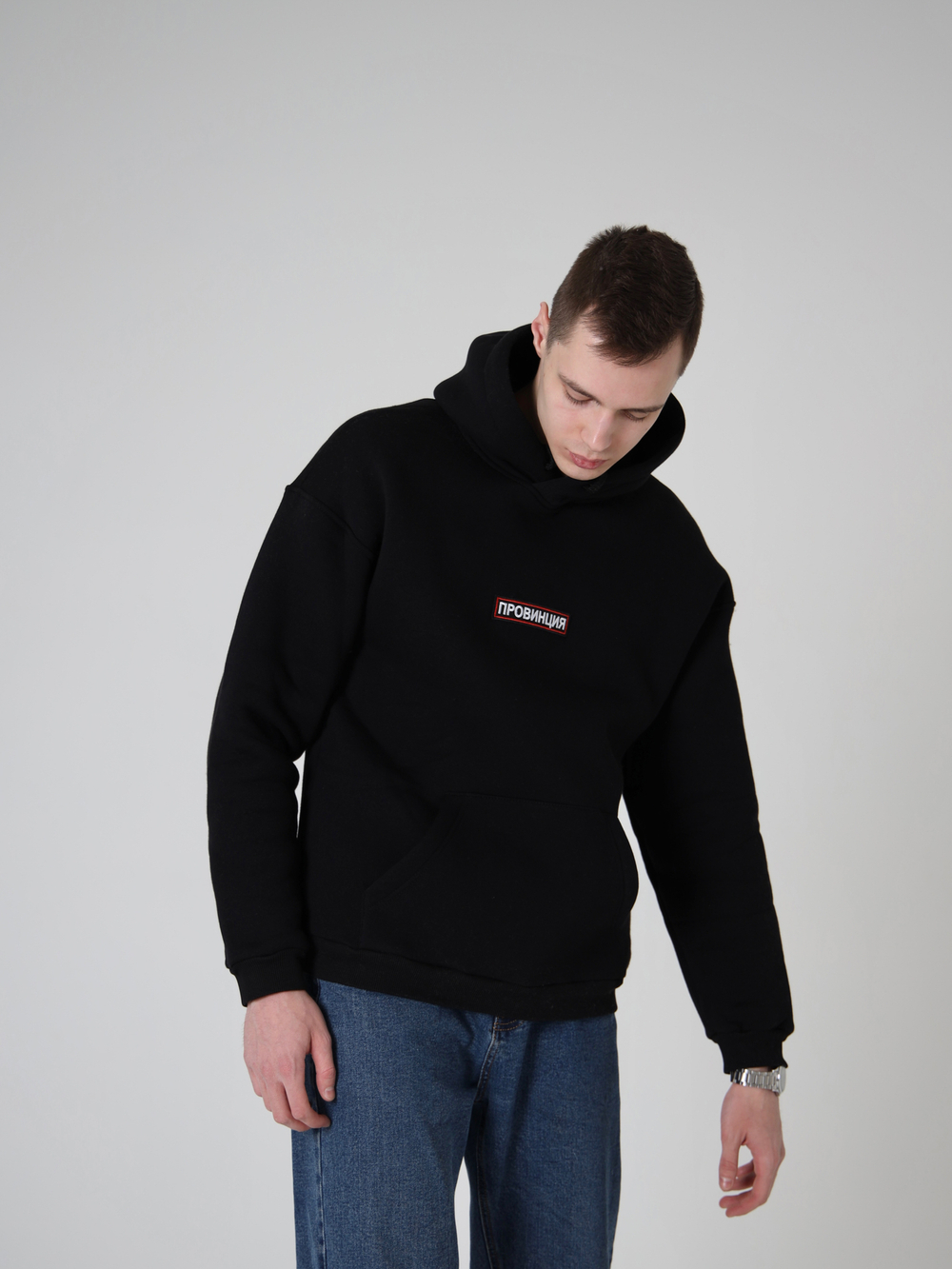 Купить худи мужское черное провинция