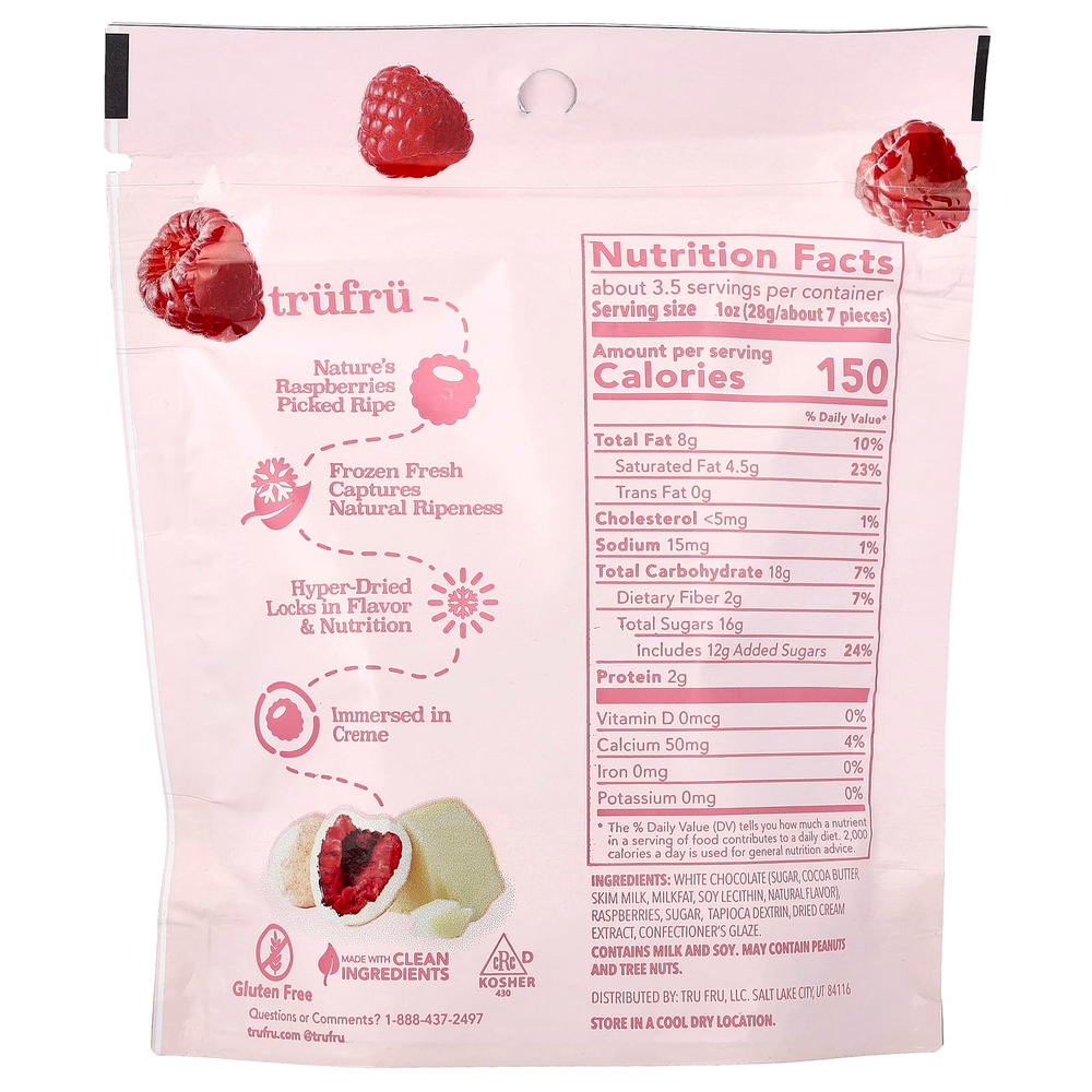 Tru Fru, Nature's малина, гиперсушеная свежесть с кремом, 96 г (3,4 унции)