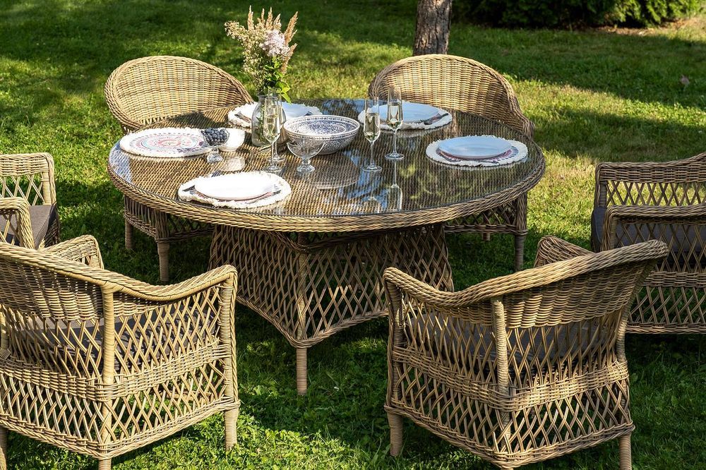 "Эспрессо-150 S" обеденная группа плетеная, цвет соломенный