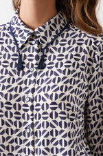 51591 Платье женское (молочно-синий принт)