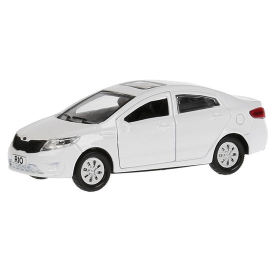Машина металл KIA RIO длина 12 см, двери, багаж, инерц, белый, кор. Технопарк