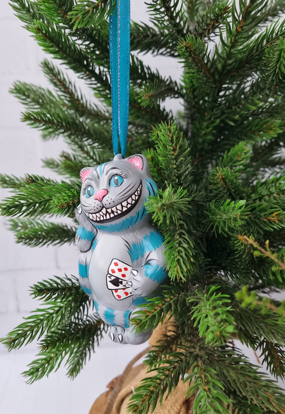 Чеширский кот ёлочная игрушка из фарфора