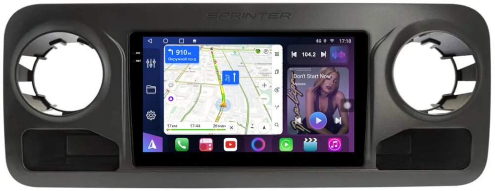 Магнитола для Mercedes-Benz Sprinter W907 2018+ - FarCar 7296 монитор 10.36" QLED на Android 14, TS18, CarPlay, 4G SIM-слот