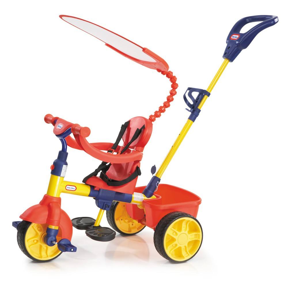 Детский трёхколёсный велосипед Little Tikes 627354E4 4в1 красный с резиновыми колёсами от 9 месяцев — фото 1