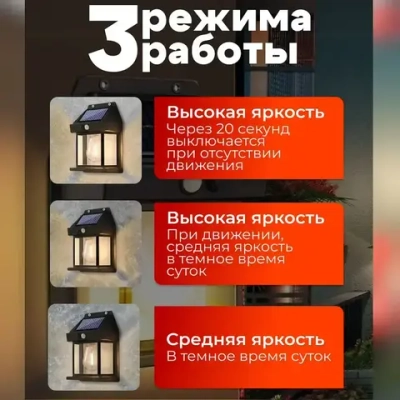 Светильник уличный настенный на солнечной батарее с датчиком движения, для дачи дома