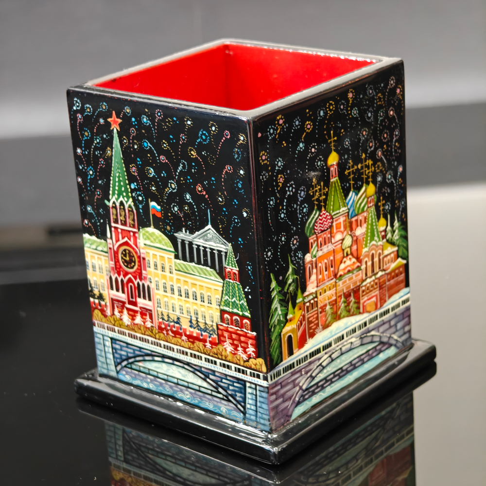 Стакан под ручки и карандаши "Москва" (Ручная роспись Палех)