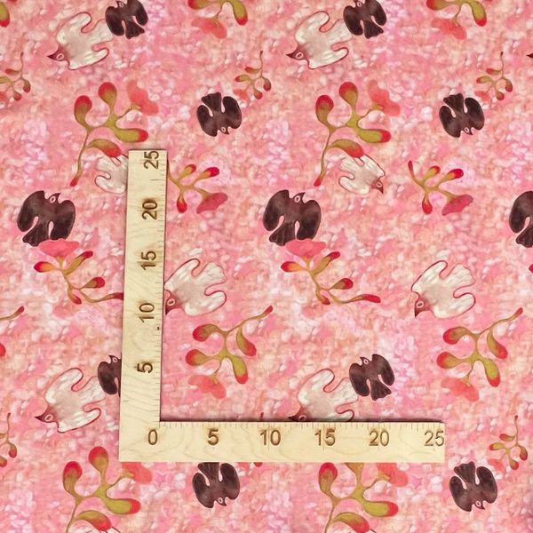 ПТИЦЫ НА РОЗОВОМ ФОНЕ - 100% хлопок 2