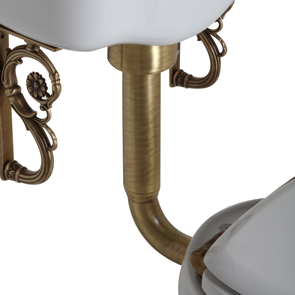 Унитаз напольный  Migliore Bella средний бачок с ручкой смыва, бронза