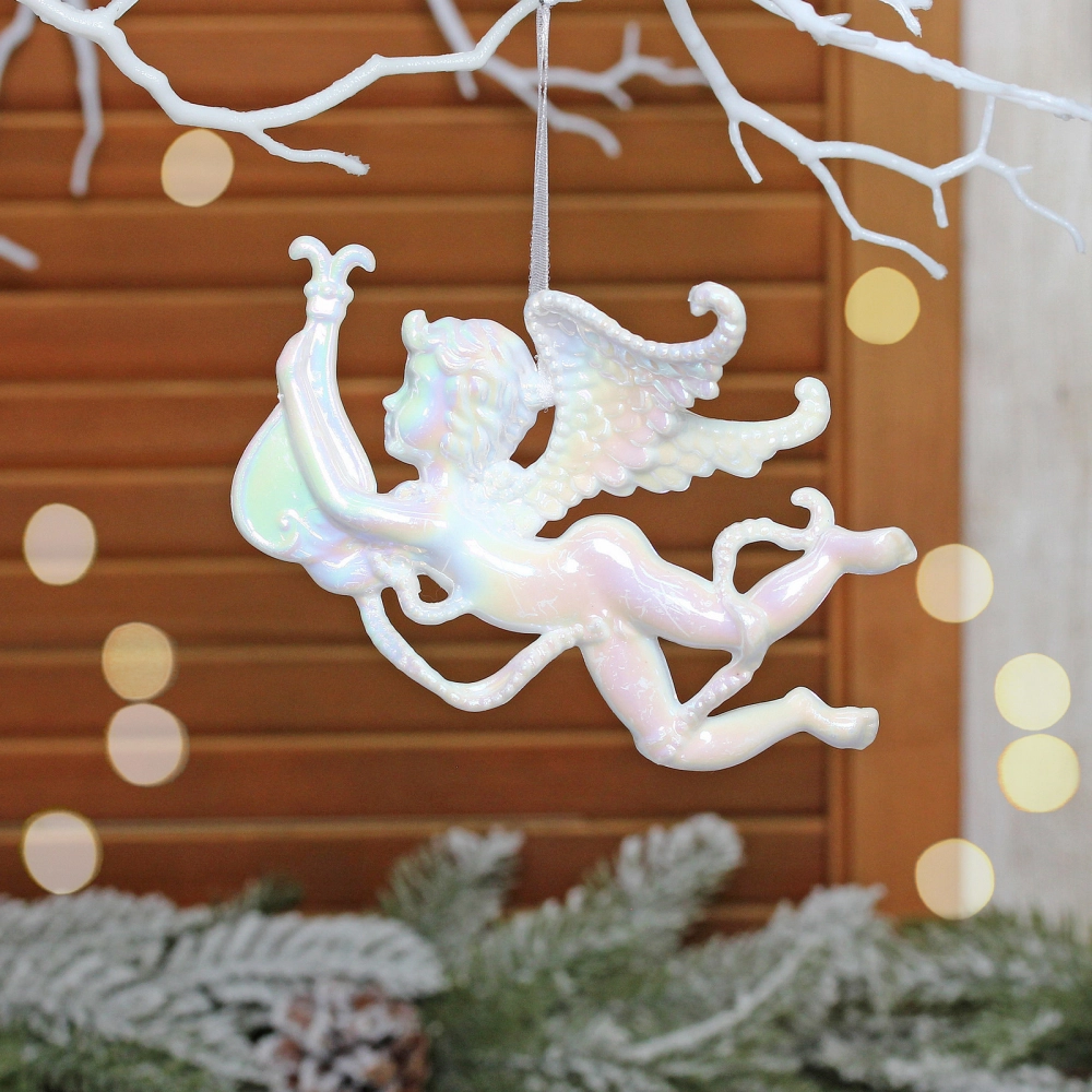 Подвеска «Парящий ангел» 14,5*8,5 см, Жемчужный