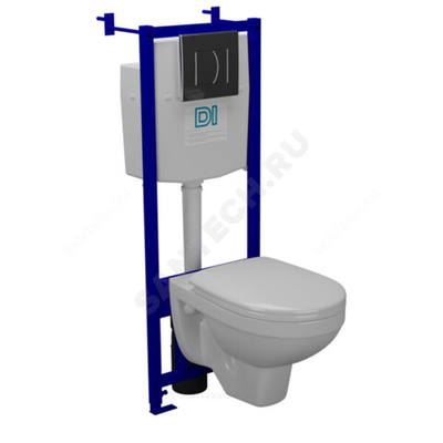 Комплект 4 в 1 инсталляция + кнопка смыва хром + унитаз подвесной сиденье полипропилен Рио Rosa (Кировская керамика)