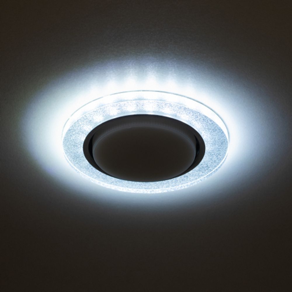 Встраиваемый светильник со светодиодной подсветкой ЭРА DK LD51 CH/SHSL GX53 хром серебро | Встраиваемые LED светильники