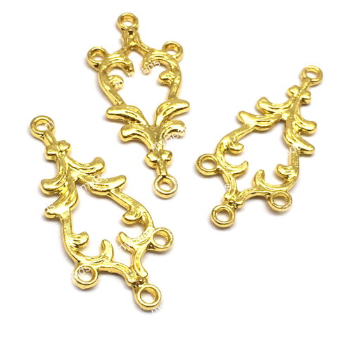 Коннектор-разделитель на три нити 36х17 мм (4 шт), под золото