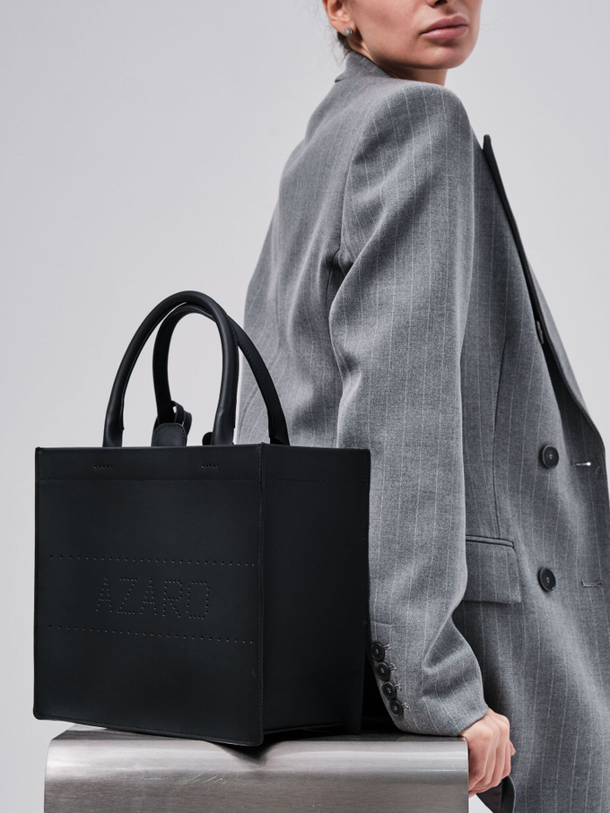 Сумка кожаная шоппер черная