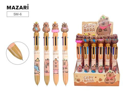 Ручка шариковая автомат,0,7мм,6цв КАПИБАРА (Mazari)
