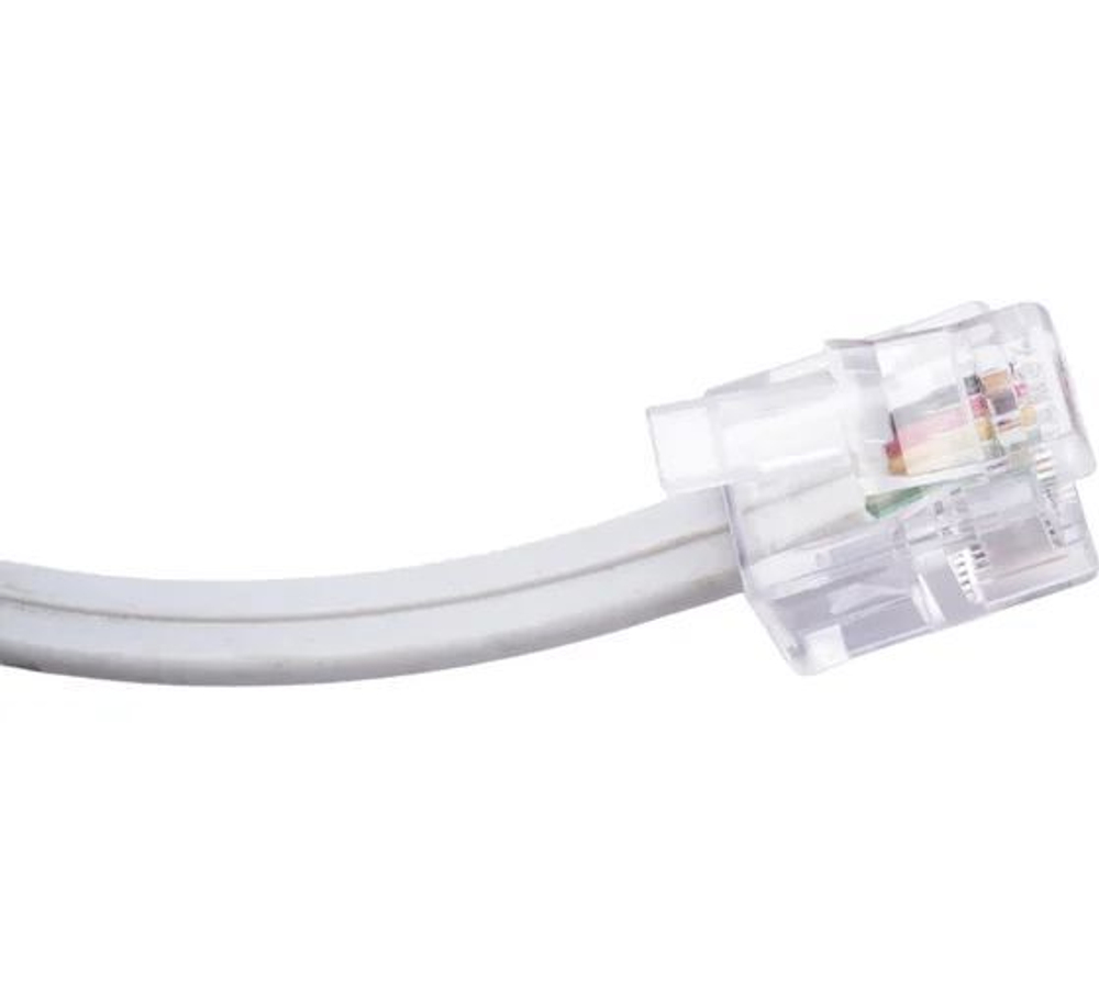 Телефонный шнур-удлинитель 2 м REXANT RJ-11 (джек-джек), 6P-4C, белый 18-3021