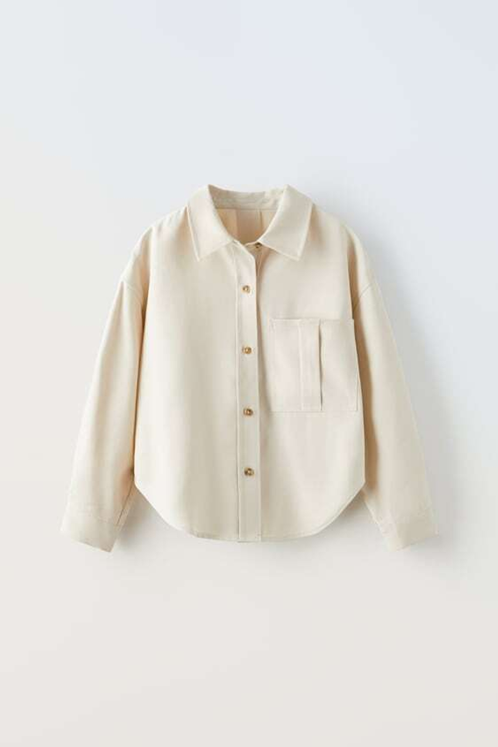 ZARA РУБАШКА С КАРМАНОМ, ПЕСОЧНЫЙ