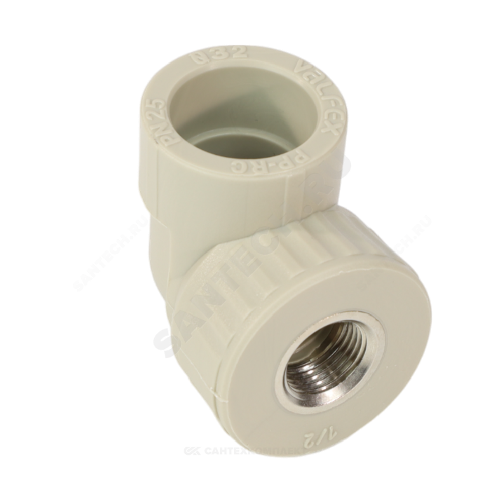 Угольник PP-R комбинированный серый Дн 25х3/4" ВР VALFEX 10125025Г