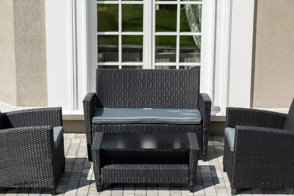 "Вашингтон" лаунж-зона из искусственного ротанга на 4 персоны, цвет черный