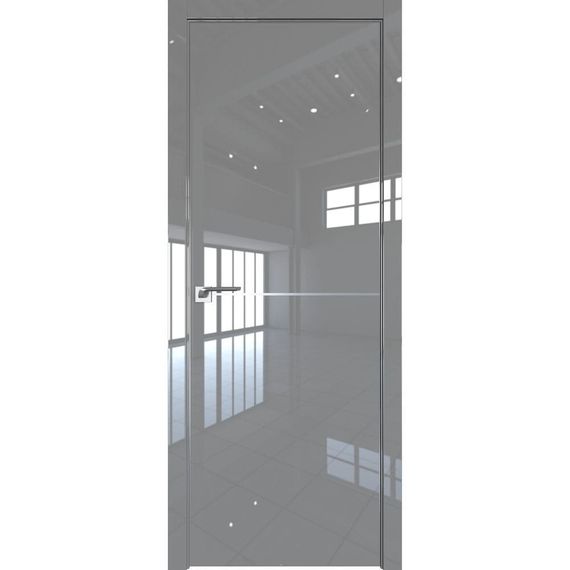Межкомнатная дверь глянцевая Profil Doors 16LE грей люкс с алюминиевым молдингом