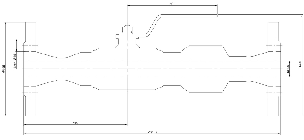 Кран шаровый д/газа ВЕКТОР-Р КШИ-20ф, Ру16
