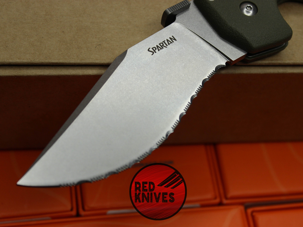 Нож Cold Steel Spartan - серрейторный клинок, рукоять олива (зеленая) (версия 2025г.)