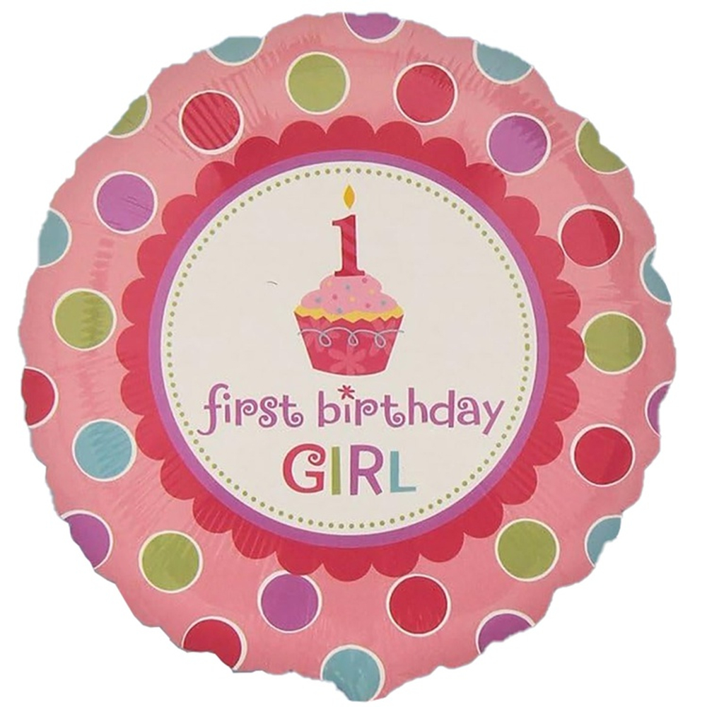 Шар Фольгированный 1 годик Кекс со свечкой (Розовый)