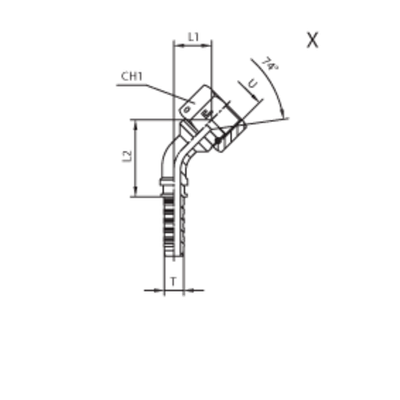 Фитинг DN 50 JIC (Г) 2.1/2 (45) (штифтованная гайка)