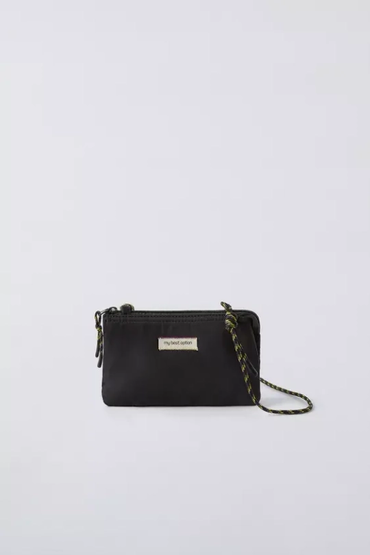 ZARA СУМКА ИЗ НЕЙЛОНА С ПЛЕЧЕВЫМ РЕМНЕМ, ЧЕРНЫЙ