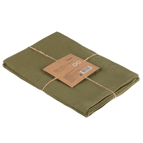 Набор из двух салфеток сервировочных из хлопка оливкового цвета из коллекции essential, 45х45 см
