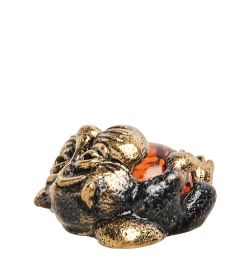 Народные промыслы AM-1040 Фигурка «Кот с сосиской» (латунь, янтарь)