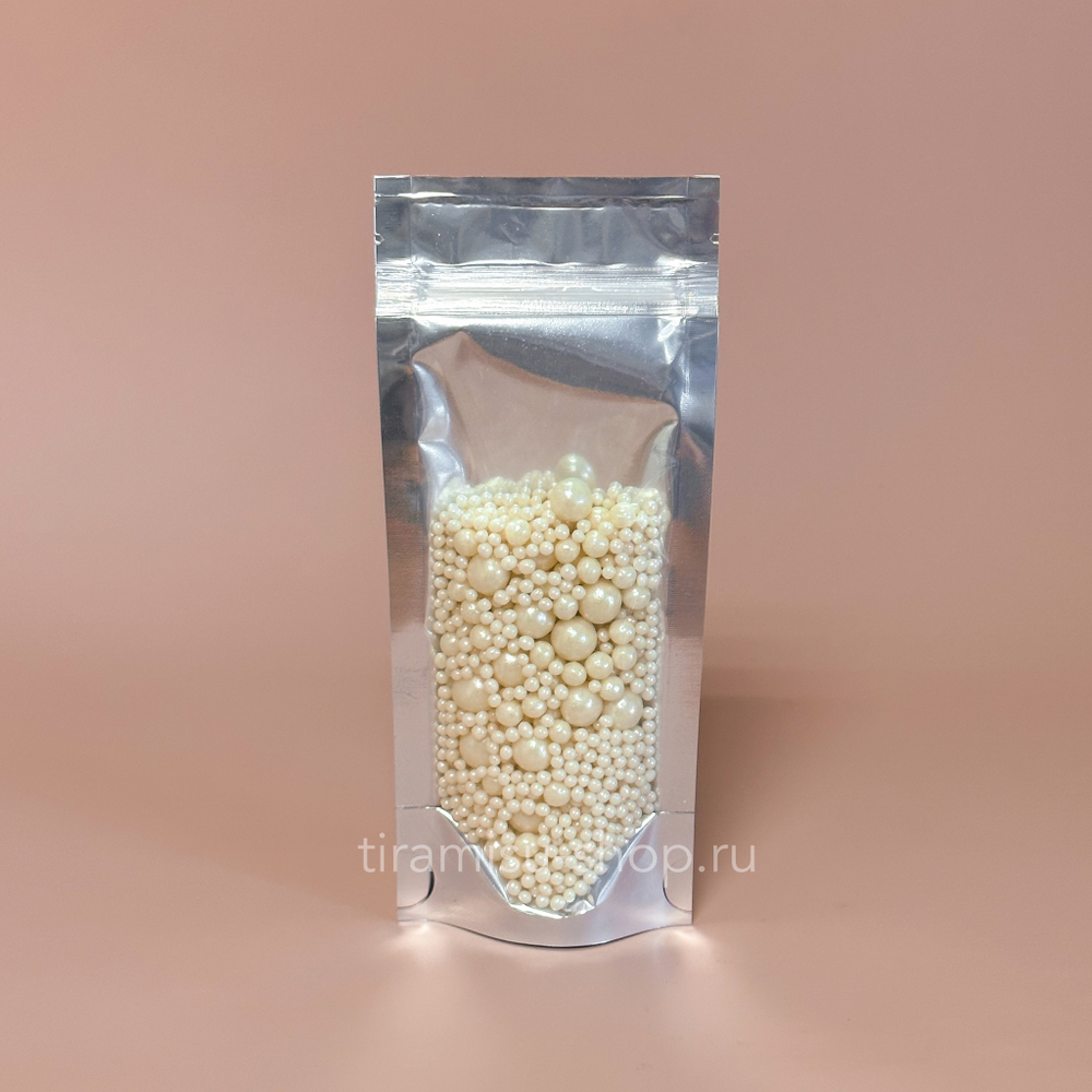 Драже взорванные зерна риса (жемчуг, серебро МИКС), 50 грамм.