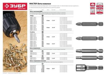 ЗУБР 10 шт, PZ1, 50 мм, кованые биты (26003-1-50-10)