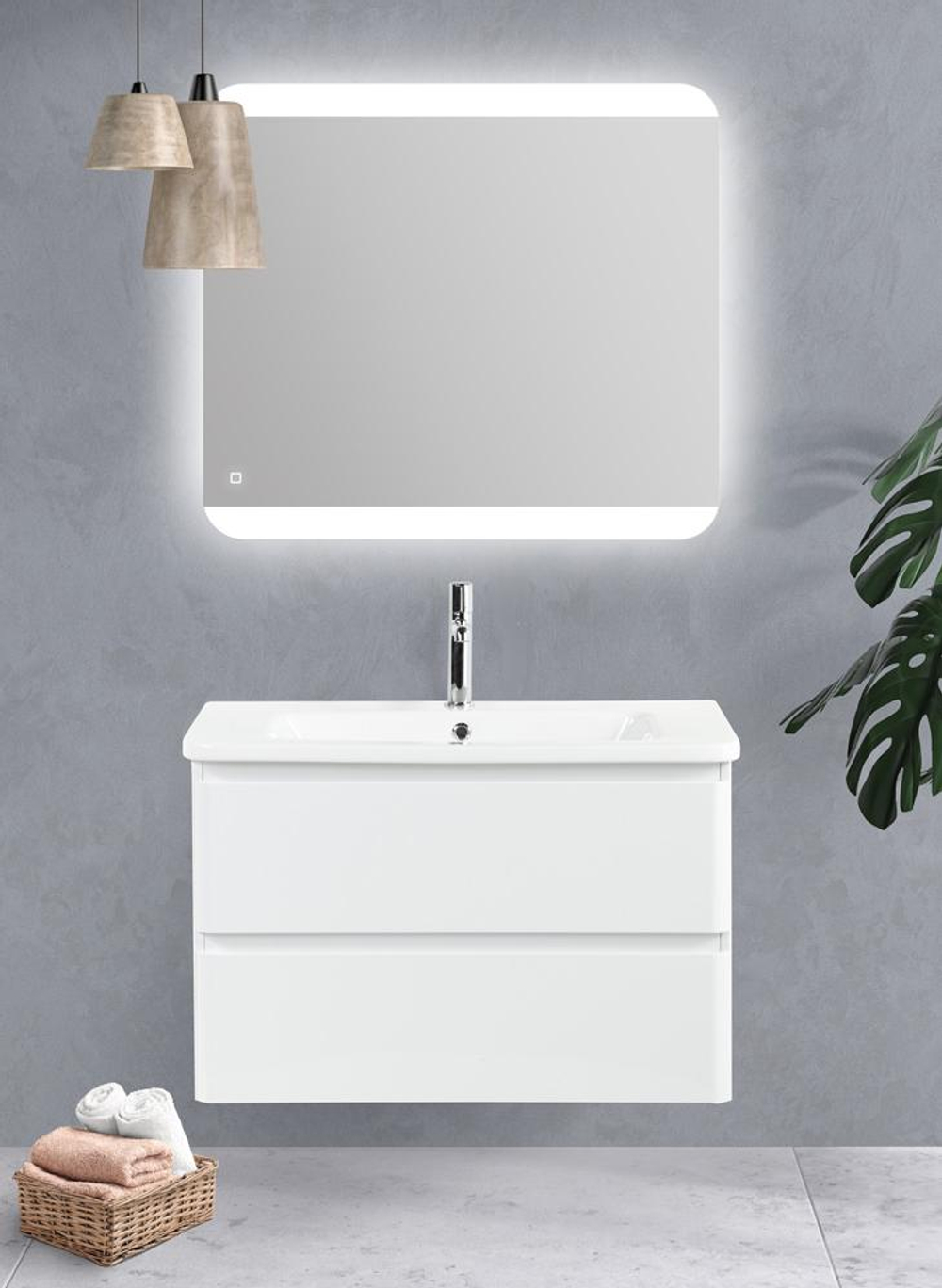 Тумба подвесная с керамической раковиной BelBagno ALBANO-CER-800-2C-SO-BL