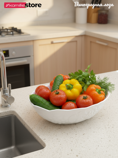 Салатник овальный 27х21х8 см. 1600 мл., фарфор, коллекция "Виноградная лоза"