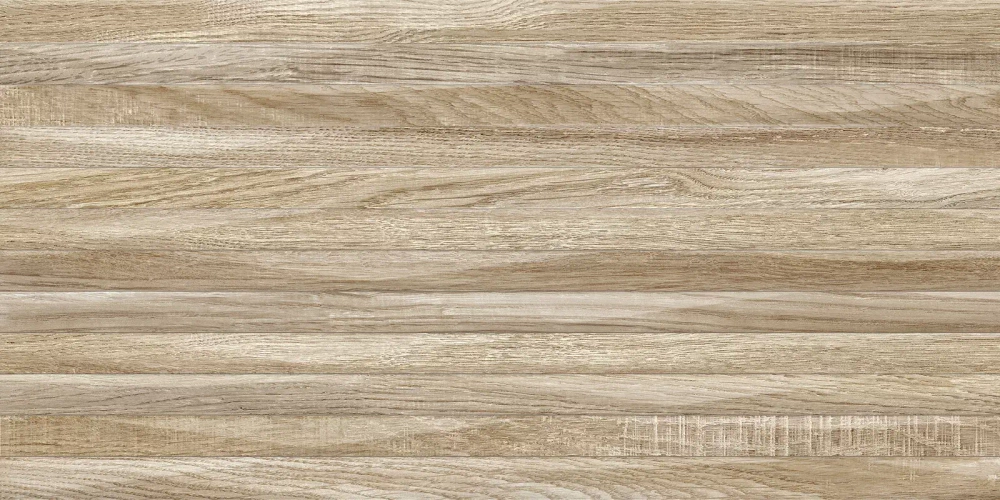 Настенная плитка Alma Ceramica TWU2550EPH44 Euphoria 24.9x50 бежевая глянцевая / рельефная под дерево / полосы