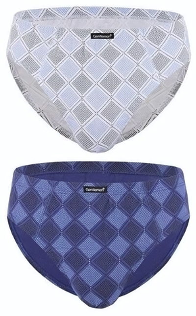 Мужские трусы-слип с ромбовидным узором - 2 шт. (Размер: M) (Цвет: синий с голубым)