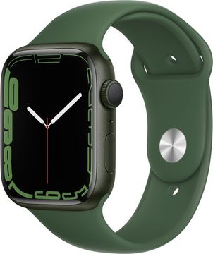 Apple Watch Series 7, 45 мм, корпус из алюминия зеленого цвета, спортивный ремешок «зелёный клевер»