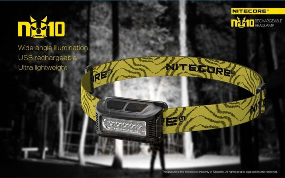 Фонарь налобный Nitecore NU10, Black