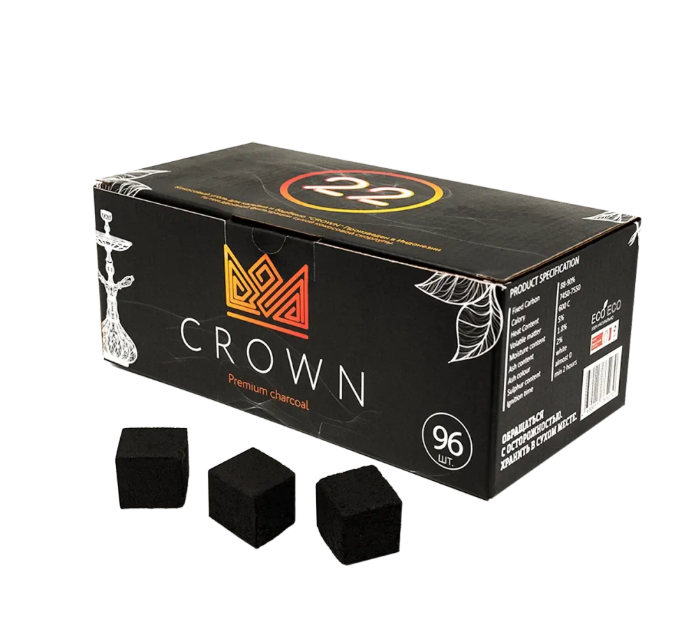 Уголь Crown 1кг 22мм 96шт