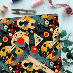 Ткань габардин  фантазии Кандинского