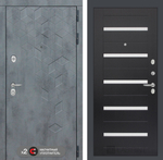 Дверь входная Лабиринт Бетон 01 - Венге, стекло белое металлическая