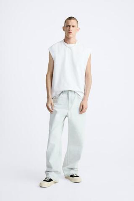ZARA ДЖИНСЫ BAGGY FIT, НЕБЕСНО-ГОЛУБОЙ