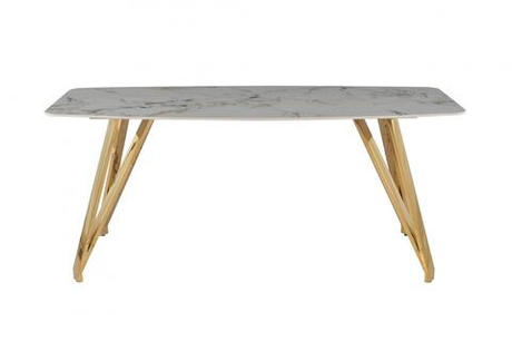 Стол обеденный Ist Casa Соар-2, 180х90х76 см, серо-золотая керамика, золото