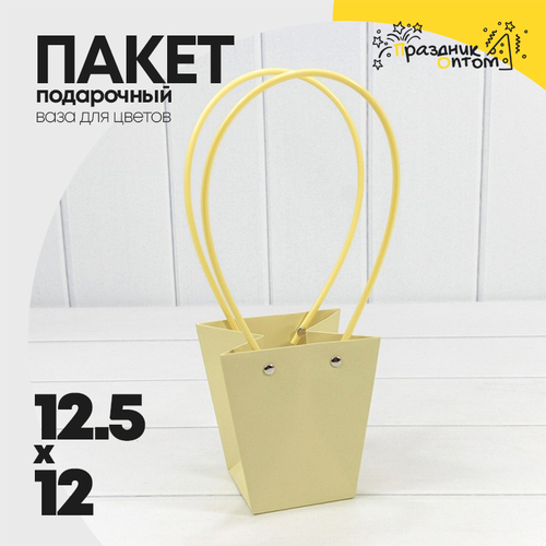 Пакет подарочный 12,5х12х8 Ваза для цветов (Желтый)